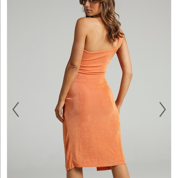 LEIF ASYMETRICAL NECKLINE DRESS IN ORANGE 🍊 NWT - Picture 3 of 4